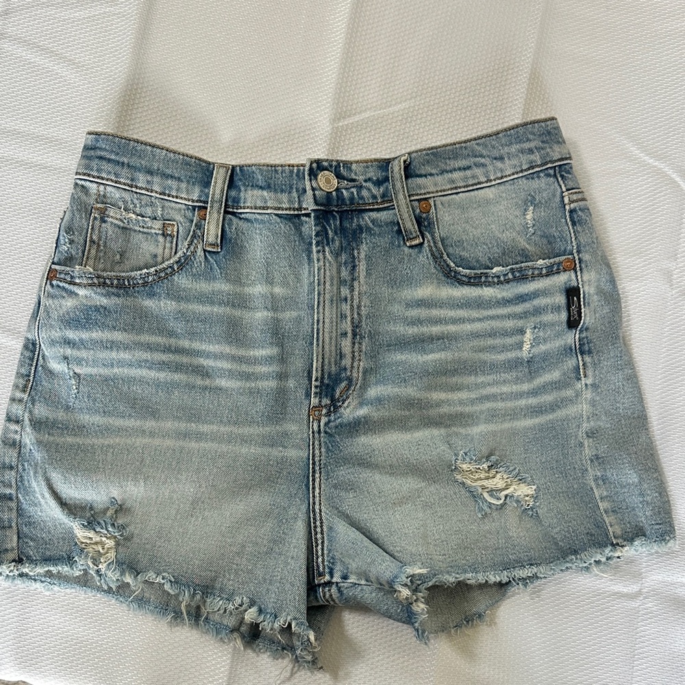 Silver Jeans Light Blue Distressed Jean Shorts